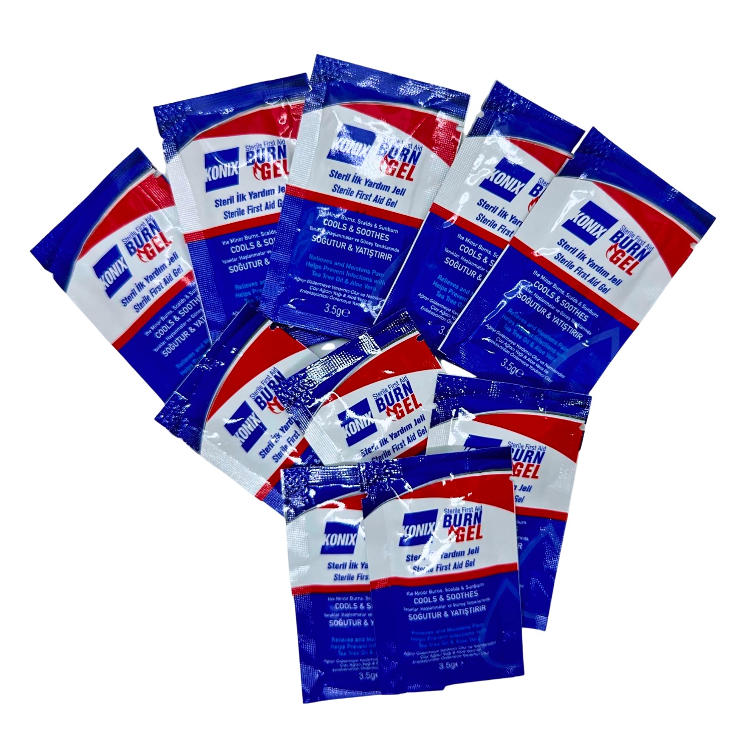 KONIX Sterile First Aid Burn Gel 3.5g (10-PACK)